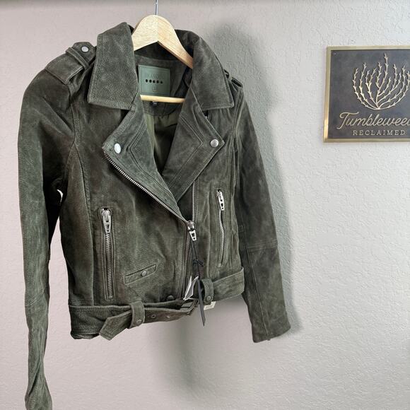 Women's Blank NYC Olive Green 100% Leather Suede Motorcycle Jacket Size XS NEW - Picture 13 of 13